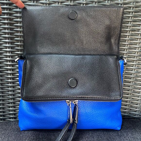 MK Ezra Medium Messenger Crossbody Bag in Electric Blue + Black - Picture 3 of 13